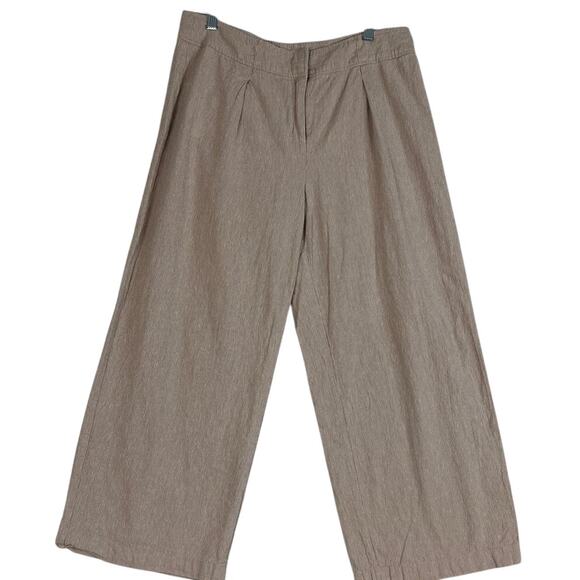 Gibson Latimer Linen Blend Wide Leg Women's Pants Tan White Stripe Size 8 - Picture 1 of 9